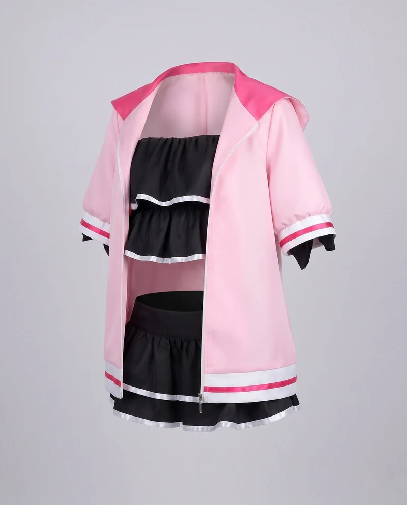 Damen Cosplay-Set mit gestuftem Oberteil, Rock und praktischer Jacke Nord Taschen