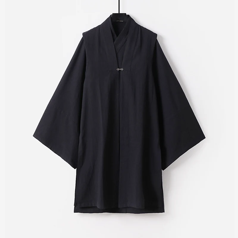 Unisex Asiatisch inspirierte Oversize-Kimono-Jacke mit Trompetenärmeln und kleinem Knebelverschluss Nord Taschen