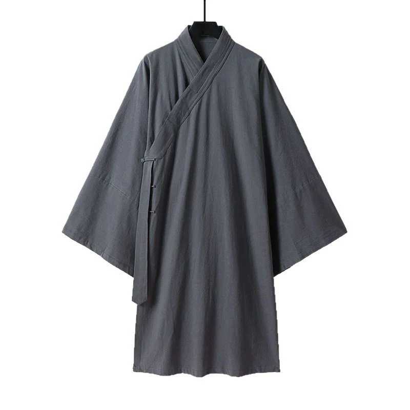 Unisex Asiatisch inspirierte Oversize-Kimono-Jacke mit Trompetenärmeln und kleinem Knebelverschluss Nord Taschen