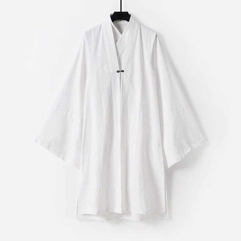 Unisex Asiatisch inspirierte Oversize-Kimono-Jacke mit Trompetenärmeln und kleinem Knebelverschluss Nord Taschen