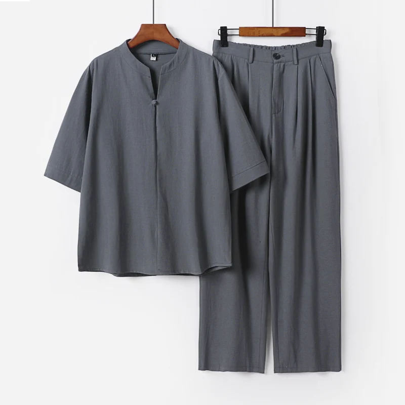 Herren Zweiteiliges Leichtes Freizeitset mit Stehkragen und elastischer Bundhose Nord Taschen