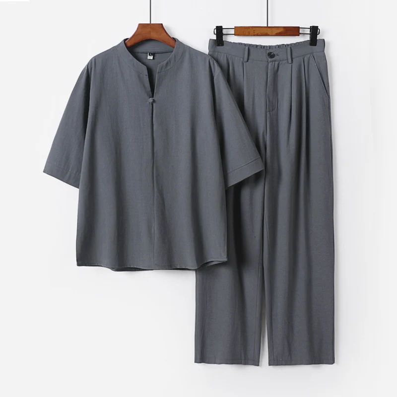Herren Zweiteiliges Leichtes Freizeitset mit Stehkragen und elastischer Bundhose Nord Taschen