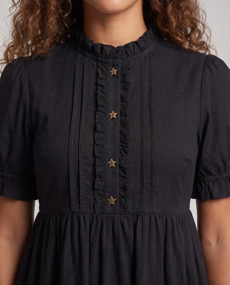 Damen verspieltes Rüschendetail Kleid Nord Taschen
