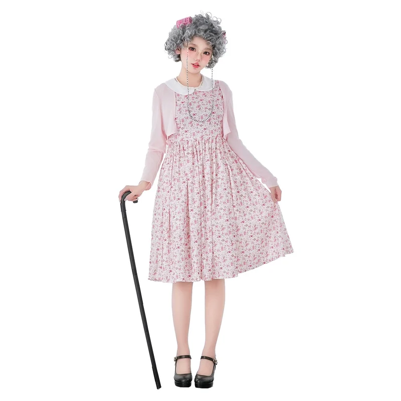 Damen Vintage-blumenmuster Kleid mit schwingendem Rock und eleganten Details Nord Taschen