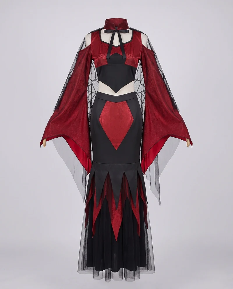 Damen Gothic Vampirkleid mit transparenten Tüllärmel und dramatischem Schlitz Nord Taschen