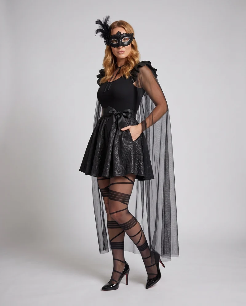 Damen Halloween-Kostümkleid mit transparentem Überrock Nord Taschen