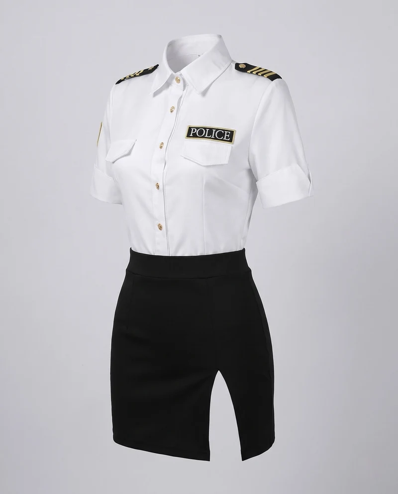 Damen Polizeiuniform Kostüm mit Rock und Hut Nord Taschen