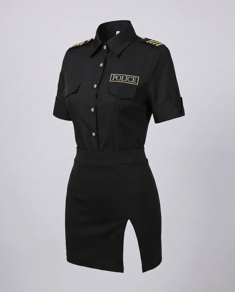 Damen Polizeiuniform Kostüm mit Rock und Hut Nord Taschen