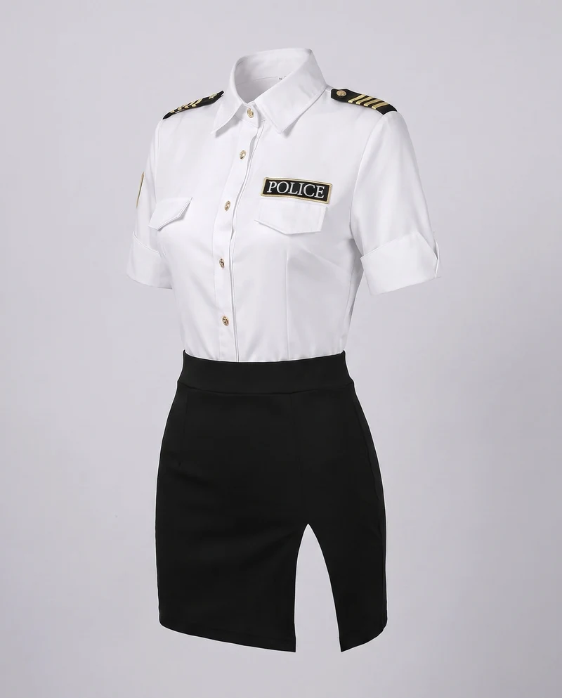 Damen Polizeiuniform Kostüm mit Rock und Hut Nord Taschen