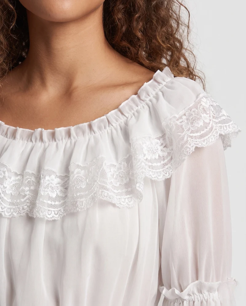 Damen romantische Bluse mit Rüschendetails Nord Taschen