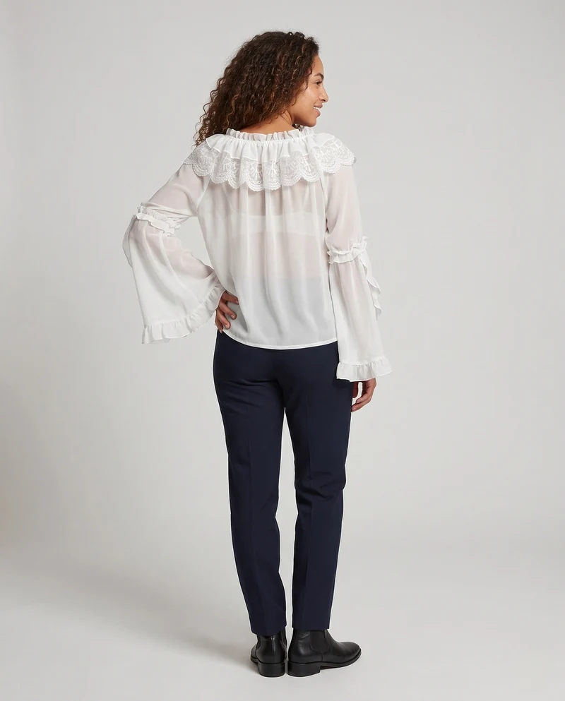 Damen romantische Bluse mit Rüschendetails Nord Taschen
