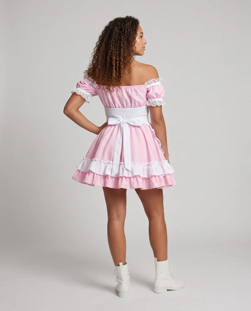 Damen Rüschenkleid mit schulterfreiem Design und mehrlagigen Akzenten Nord Taschen