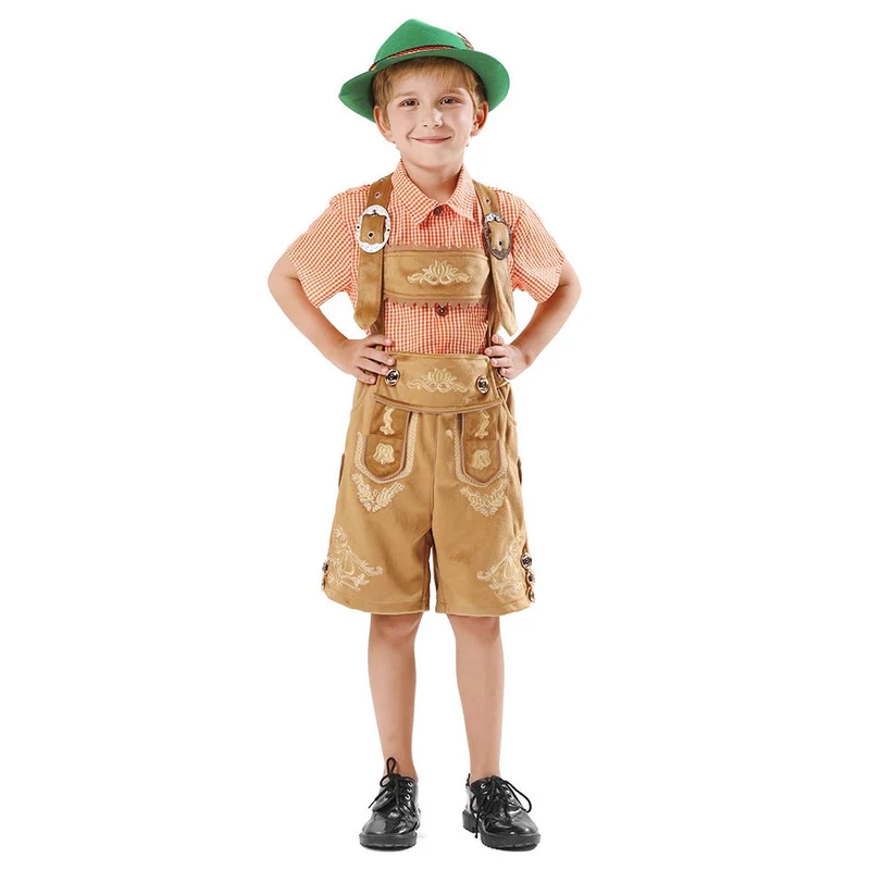 Jungen Trachten-Latzhose mit traditioneller Stickerei Nord Taschen
