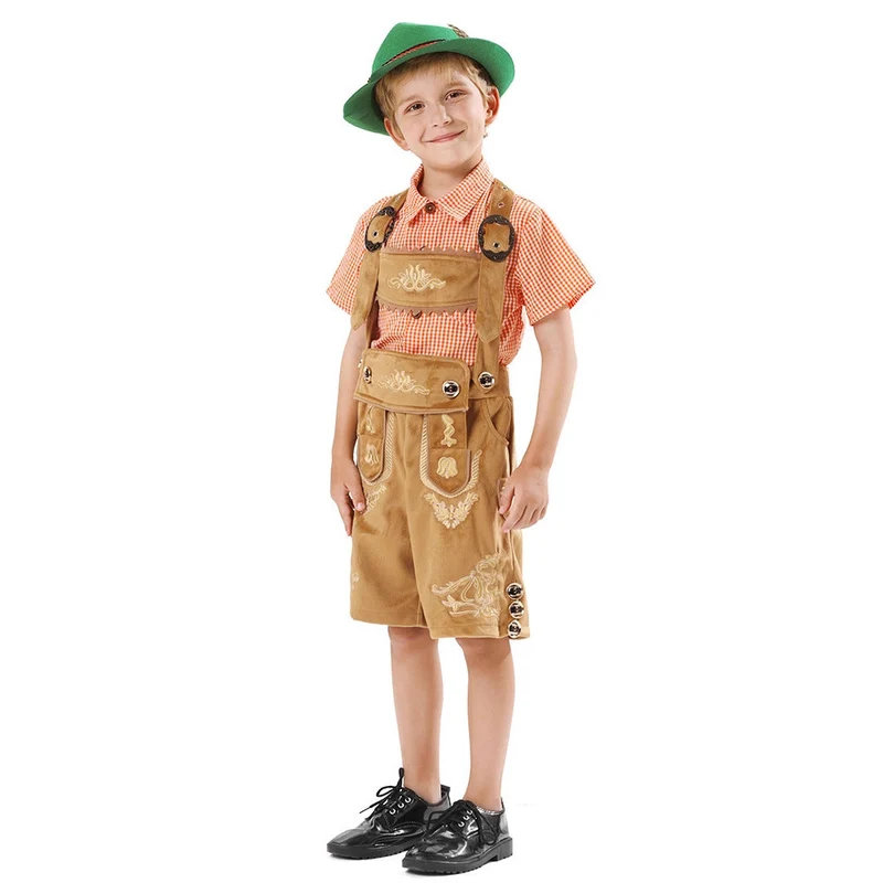 Jungen Trachten-Latzhose mit traditioneller Stickerei Nord Taschen