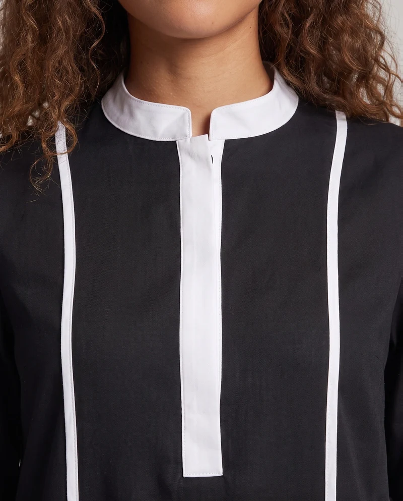 Damen Modischer Midi-Kleid mit charakteristischem Stehkragen und Kontrastdetails Nord Taschen