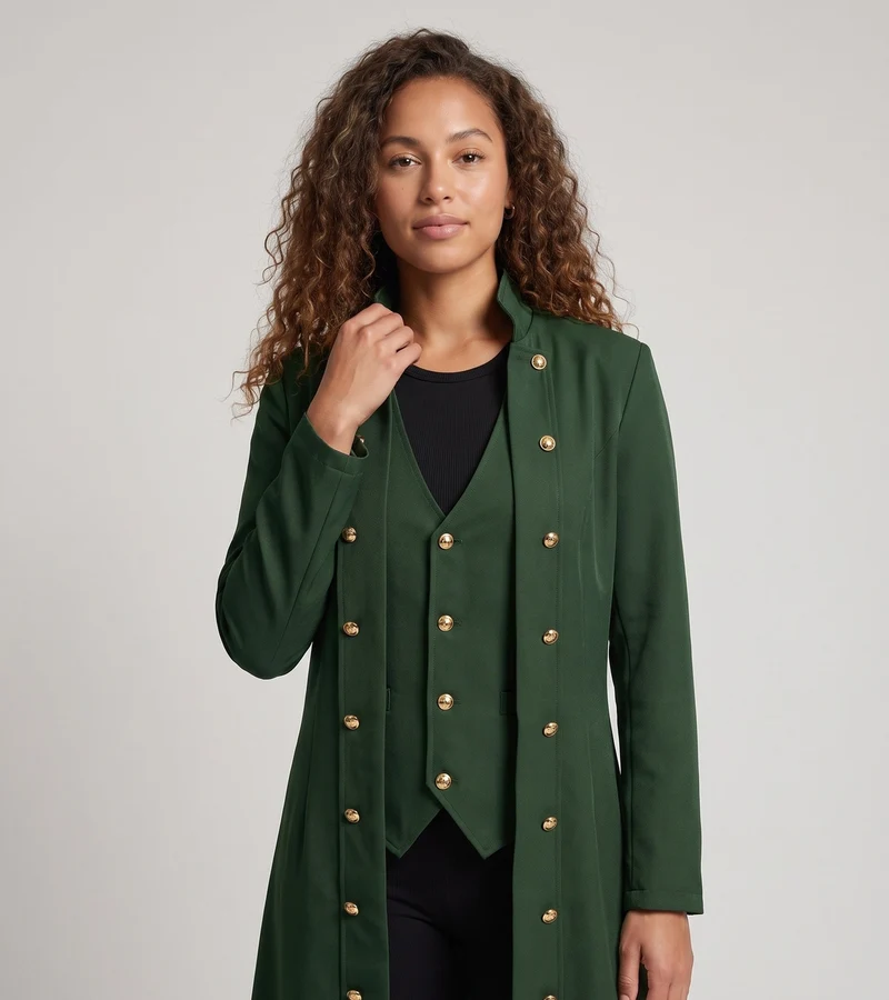 Damen elegante Frackjacke mit goldenen Knöpfen Nord Taschen