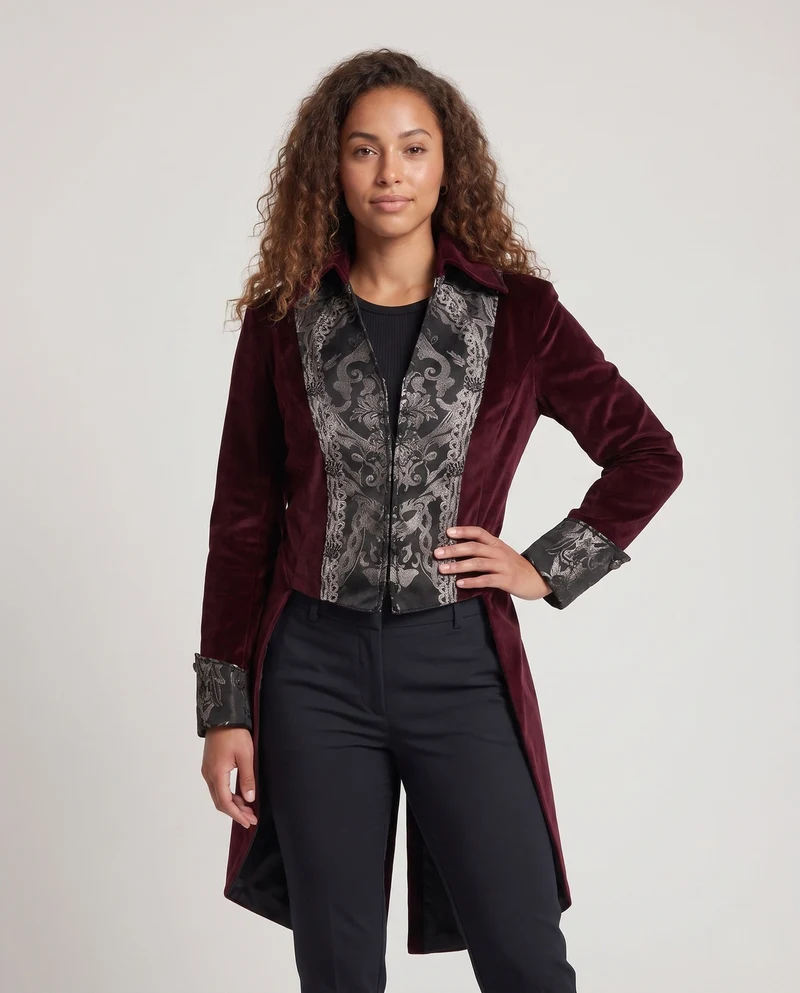 Damen elegante Kostümjacke mit barockem Design und geschlossenen Manschetten Nord Taschen