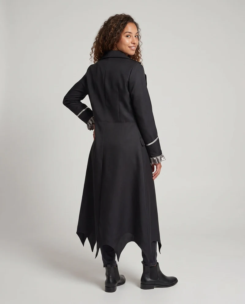 Damen eleganter Gothic-Mantel mit asymmetrischem Saum und dekorativem Kragen Nord Taschen