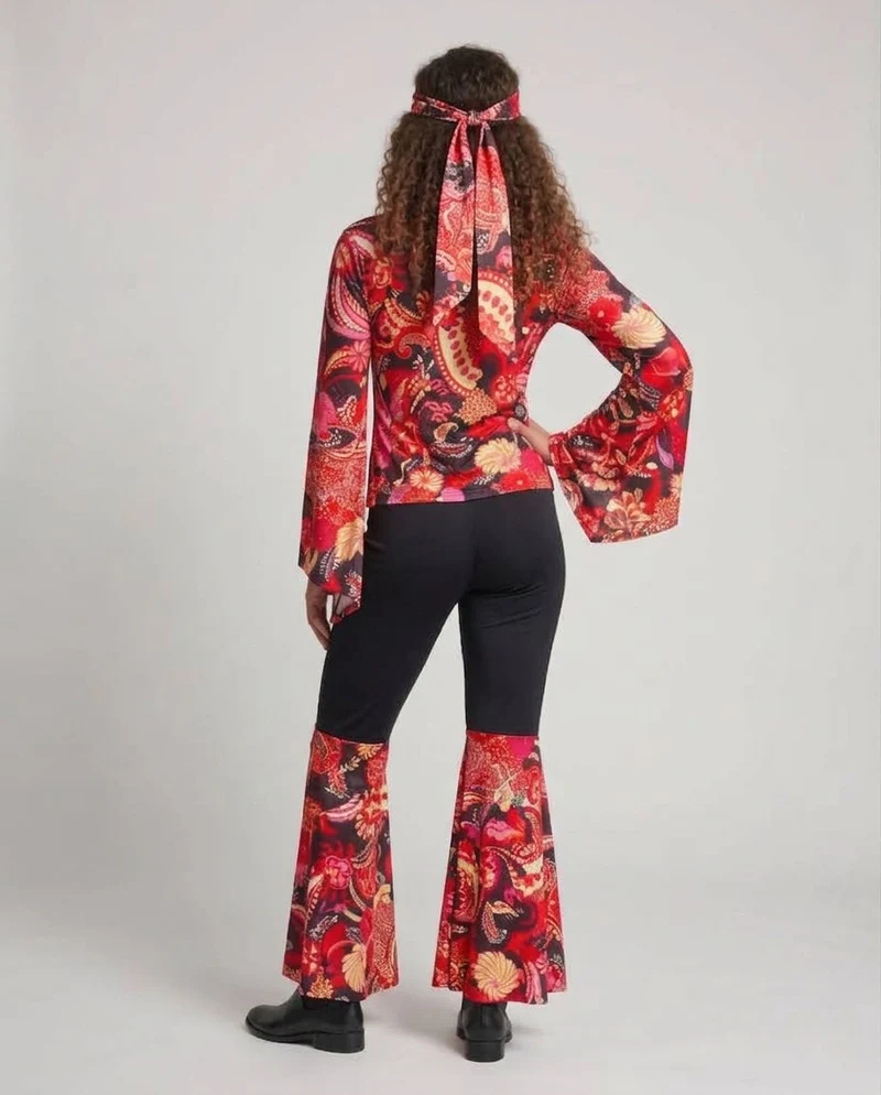 Damen Hippie Kostümset mit weitem Oberteil und Schlaghose Nord Taschen