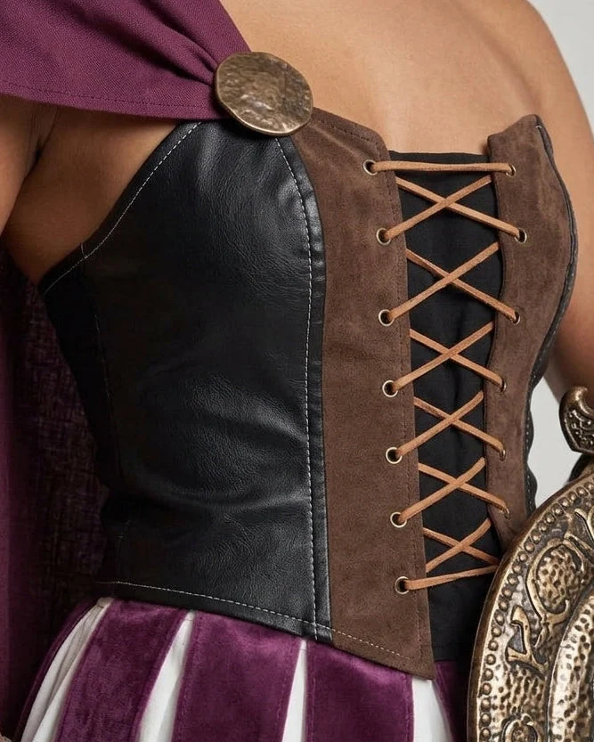 Damen Historisches Gladiatorenkostüm mit Umhang und Rüstungsdetails Nord Taschen