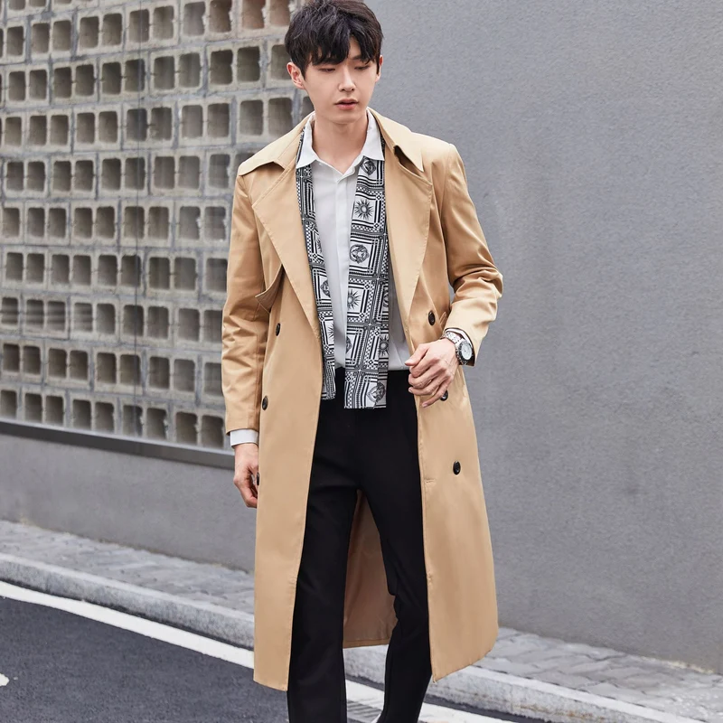 Herren Leichter Trenchcoat mit Doppelreiher, tailliertem Schnitt und windabweisender Oberfläche Nord Taschen