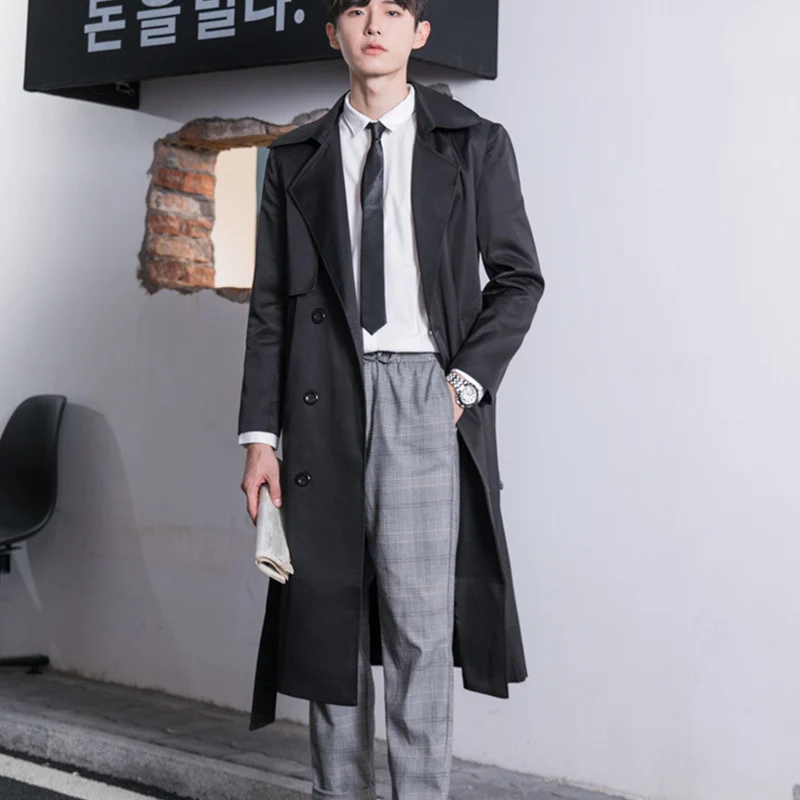 Herren Leichter Trenchcoat mit Doppelreiher, tailliertem Schnitt und windabweisender Oberfläche Nord Taschen