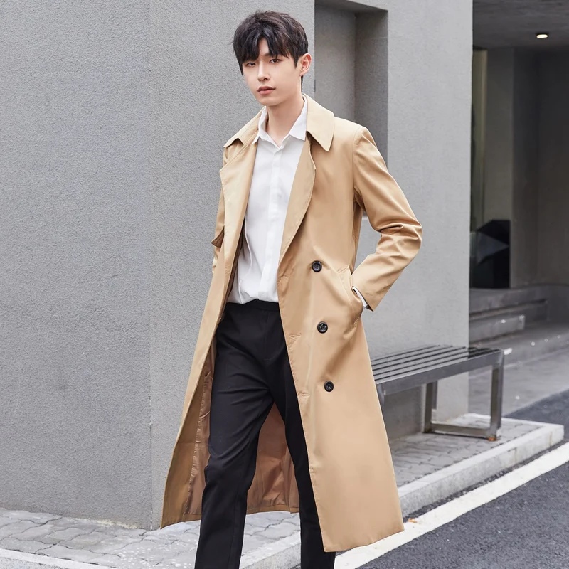 Herren Leichter Trenchcoat mit Doppelreiher, tailliertem Schnitt und windabweisender Oberfläche Nord Taschen
