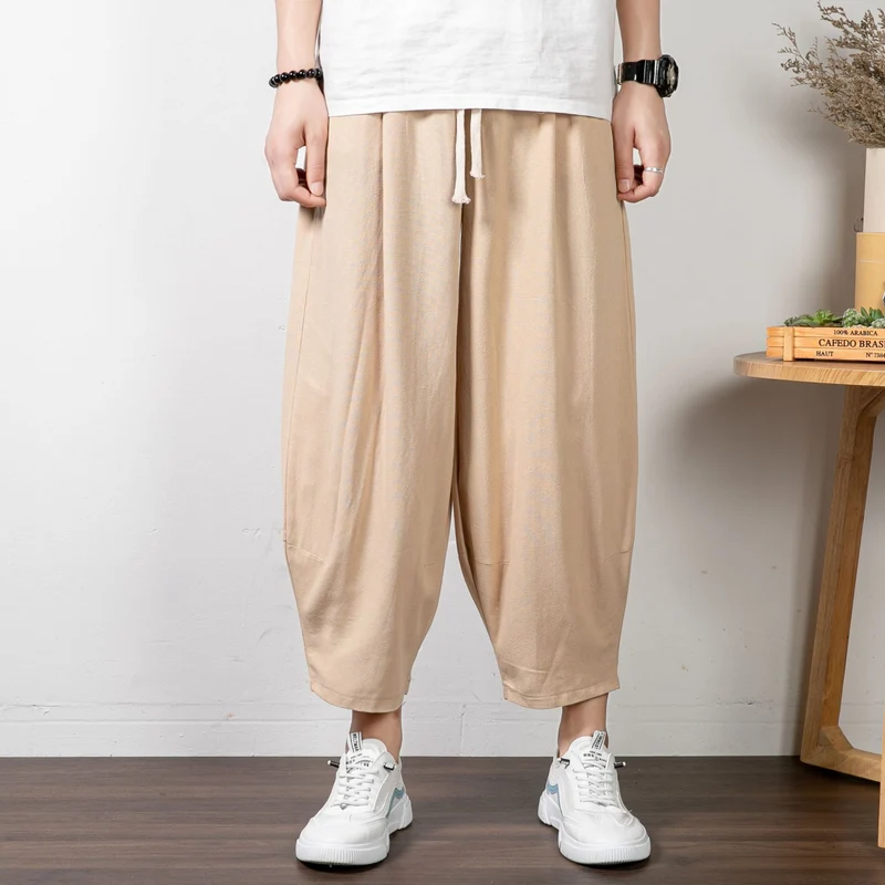 Herren Lässige Palazzo-Hose mit Kordelzug und konischem Knöchelabschluss Nord Taschen