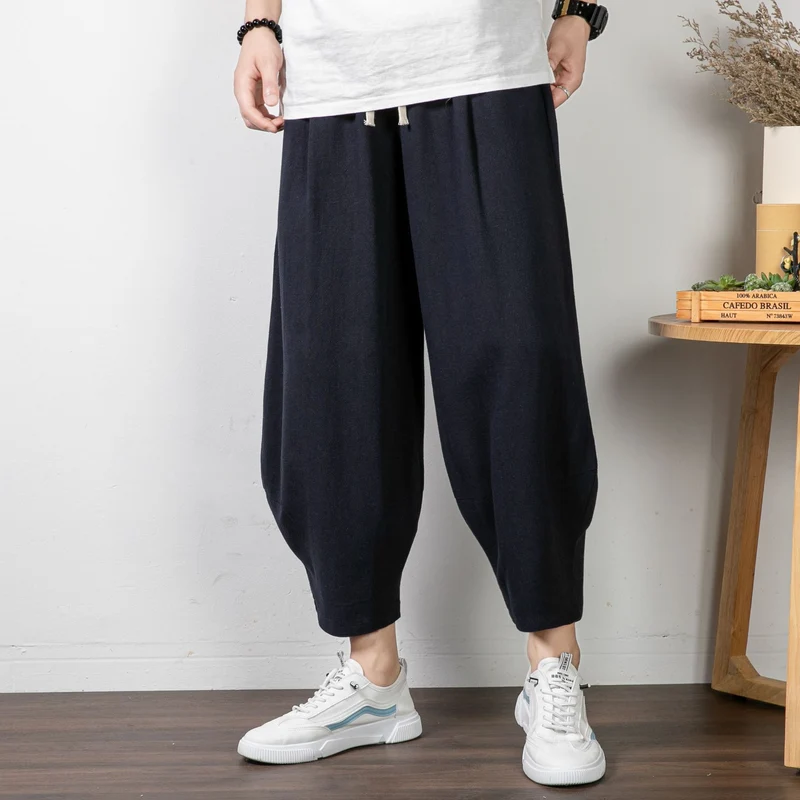Herren Lässige Palazzo-Hose mit Kordelzug und konischem Knöchelabschluss Nord Taschen