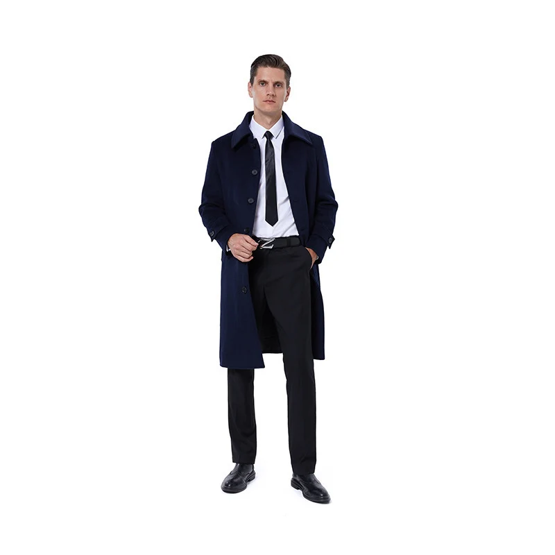 Herren Langmantel aus Wollmix mit schlichter Knopfleiste und verstellbaren Manschetten Nord Taschen