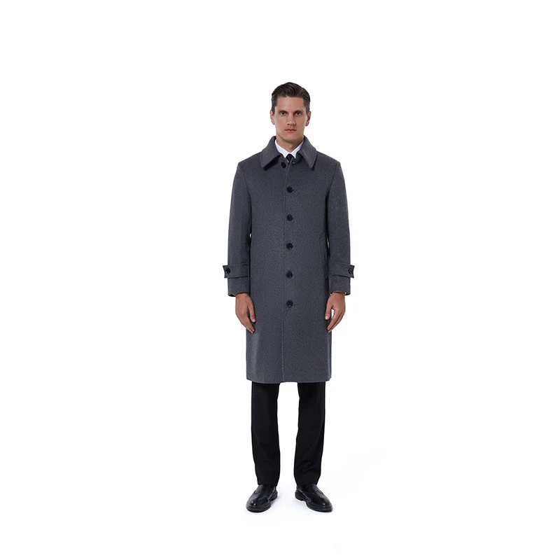 Herren Langmantel aus Wollmix mit schlichter Knopfleiste und verstellbaren Manschetten Nord Taschen