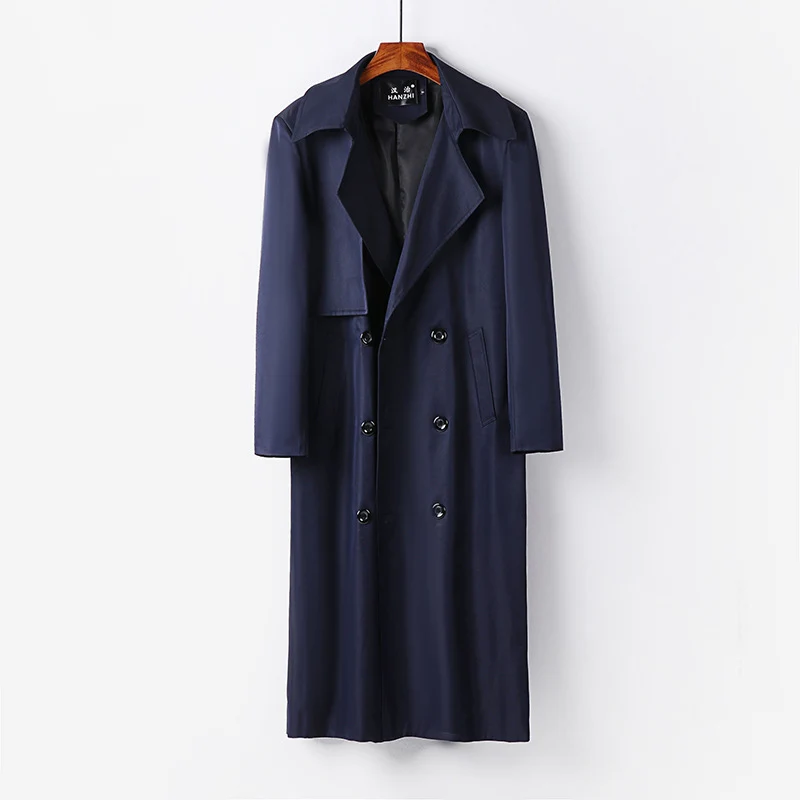 Herren Wasserabweisender Langtrenchcoat mit Taillengürtel und markantem Schalkragen Nord Taschen