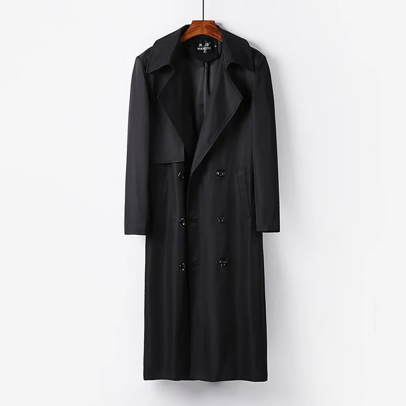 Herren Wasserabweisender Langtrenchcoat mit Taillengürtel und markantem Schalkragen Nord Taschen