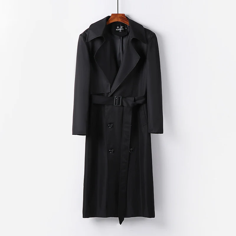 Herren Wasserabweisender Langtrenchcoat mit Taillengürtel und markantem Schalkragen Nord Taschen