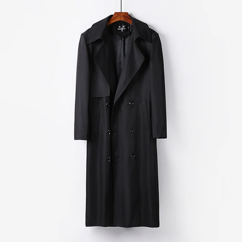 Herren Wasserabweisender Langtrenchcoat mit Taillengürtel und markantem Schalkragen Nord Taschen