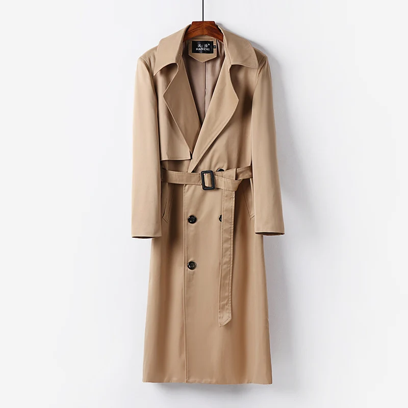 Herren Wasserabweisender Langtrenchcoat mit Taillengürtel und markantem Schalkragen Nord Taschen