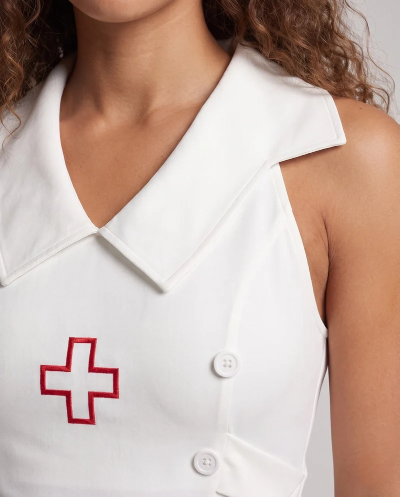Damen Sexy Krankenschwester Kostüm mit Accessoires und Strümpfen Nord Taschen