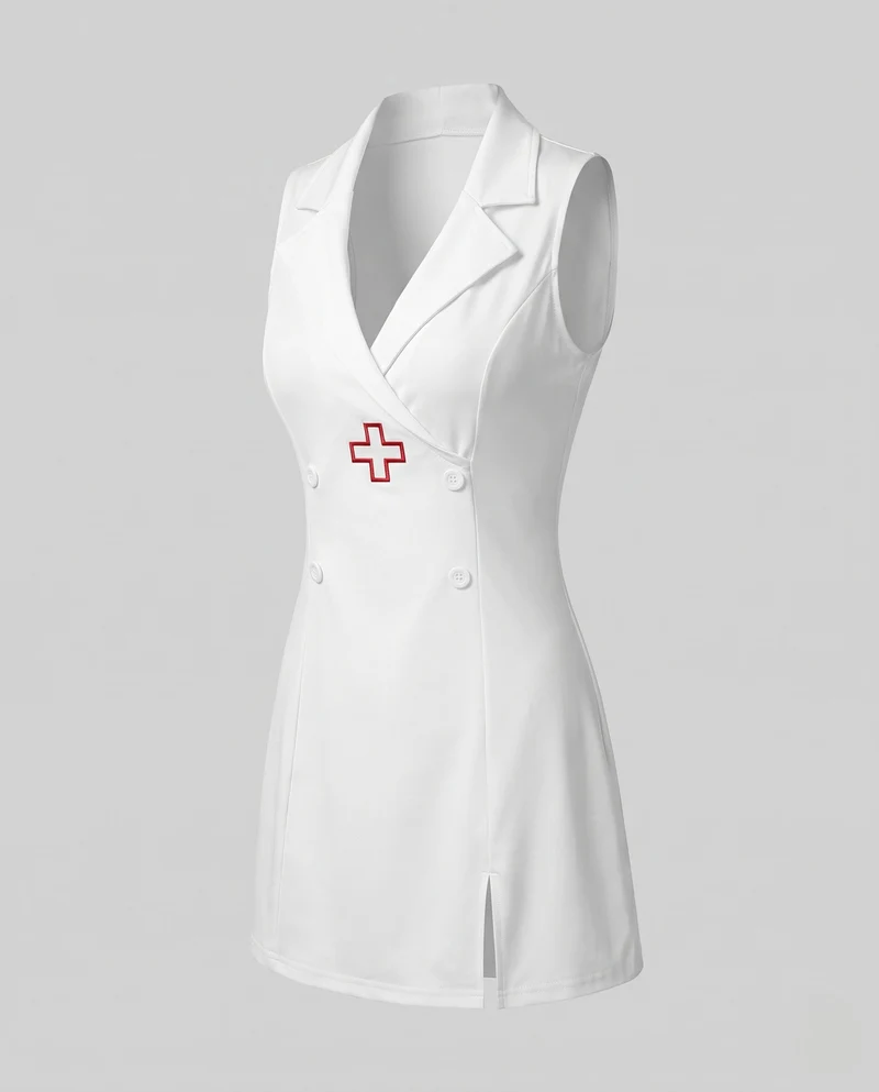 Damen Sexy Krankenschwester Kostüm mit Accessoires und Strümpfen Nord Taschen