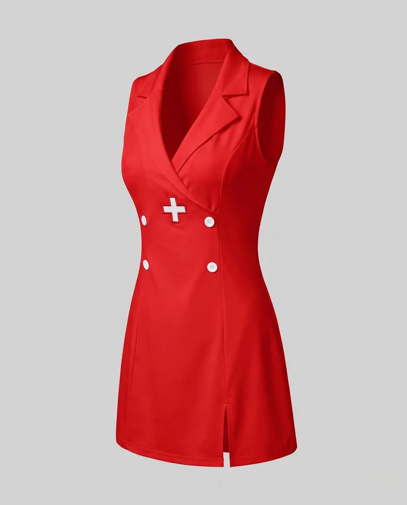 Damen Sexy Krankenschwester Kostüm mit Accessoires und Strümpfen Nord Taschen