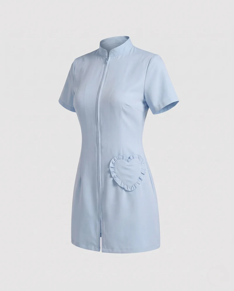 Damen sexy Krankenschwester Kostüm mit Reißverschluss und Haube Nord Taschen