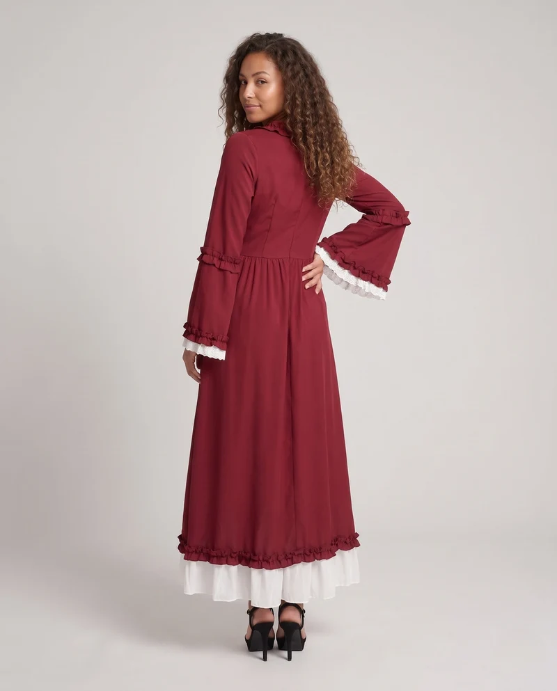 Damen Vintage Maxikleid mit ausgestellten Ärmeln und Rüschendetails Nord Taschen