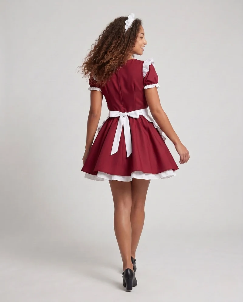 Damen Vintage-Servierkleid mit Rüschen und Haube Nord Taschen