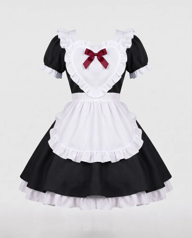 Damen Vintage-Servierkleid mit Rüschen und Haube Nord Taschen