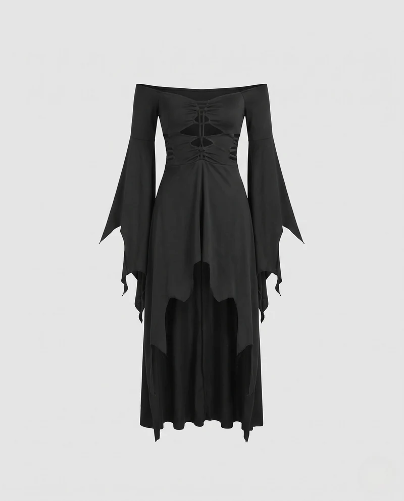 Damen Zauberhaftes Abendkleid mit weit ausgestellten Ärmeln Nord Taschen