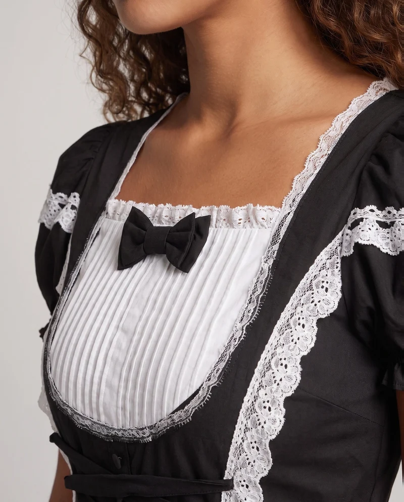 Damen Zeitloses Lolita-Kleid mit Rüschendetails und Puffärmeln Nord Taschen