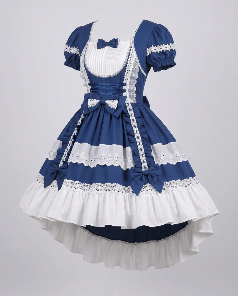 Damen Zeitloses Lolita-Kleid mit Rüschendetails und Puffärmeln Nord Taschen