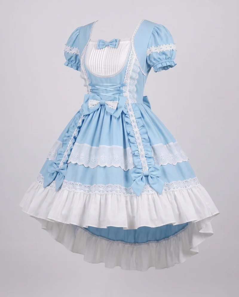 Damen Zeitloses Lolita-Kleid mit Rüschendetails und Puffärmeln Nord Taschen