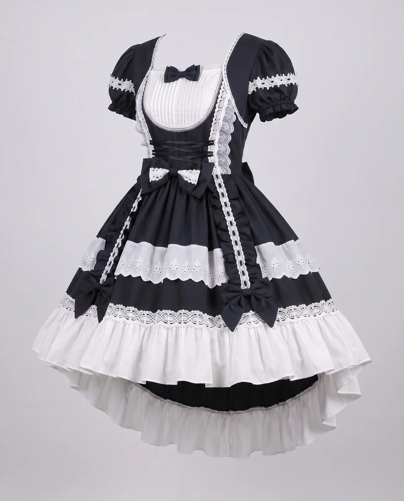 Damen Zeitloses Lolita-Kleid mit Rüschendetails und Puffärmeln Nord Taschen