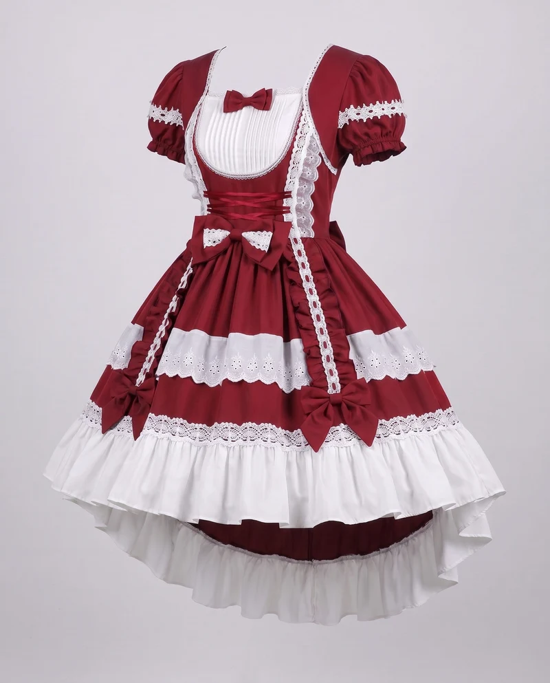 Damen Zeitloses Lolita-Kleid mit Rüschendetails und Puffärmeln Nord Taschen