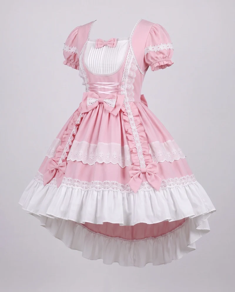Damen Zeitloses Lolita-Kleid mit Rüschendetails und Puffärmeln Nord Taschen